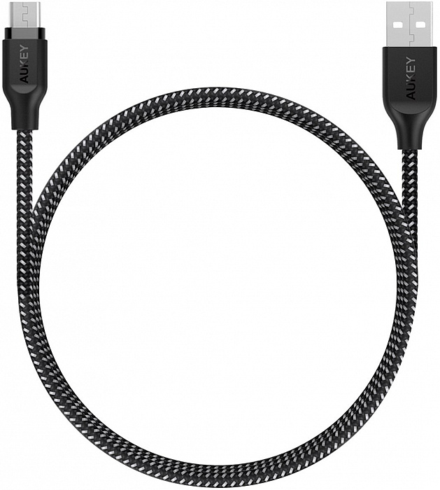 Кабель Aukey Braided Nylon (CB-AM1) microUSB to USB-A 1.2m (Black) купить в интернет-магазине icover