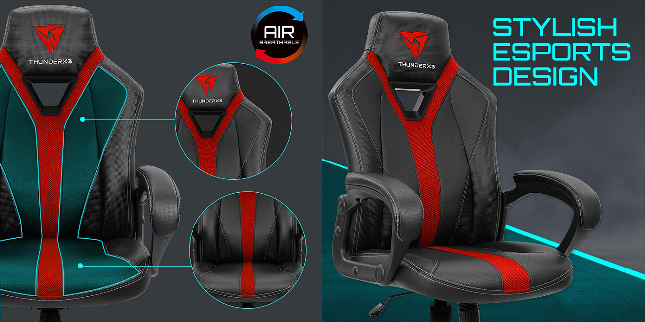 Игровое кресло ThunderX3 YC1 AIR (Black/Red) купить в интернет-магазине icover