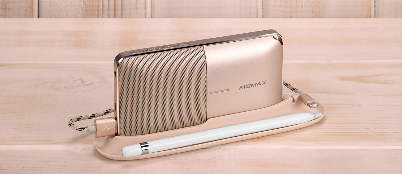 Портативная акустика Momax Zonic Wireless BST3GLD (Gold) купить в интернет-магазине icover