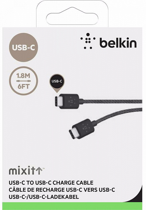 Кабель Belkin Mixit Metallic USB-C to USB-C 1.8 m F2CU041BT06-BLK (Black) купить в интернет-магазине icover
