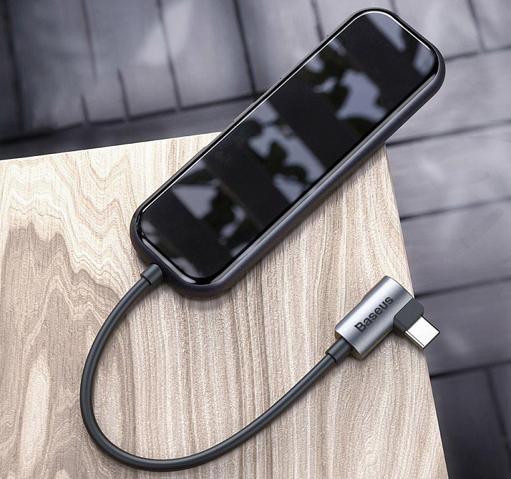 Хаб Baseus Multi-functional HUB Type-C - 4xUSB3.0+PD Deep Grey (CAHUB-EZ0G) купить в интернет-магазине icover
