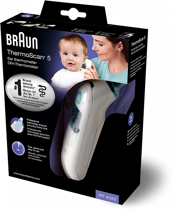 Инфракрасный ушной термометр Braun ThermoScan 5 IRT 6020 (White) купить в интернет-магазине icover