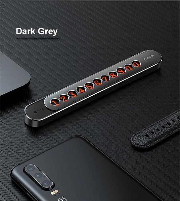 Парковочная карта Baseus Sliding Cover Temporary Parking Number (Dark gray) купить в интернет-магазине icover