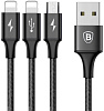 Кабель для iPod, iPhone, iPad Baseus Rapid Series 3-in-1 microUSB/Dual Lightning 1.2 м CAMLL-SU01 (Black) купить в интернет-магазине icover