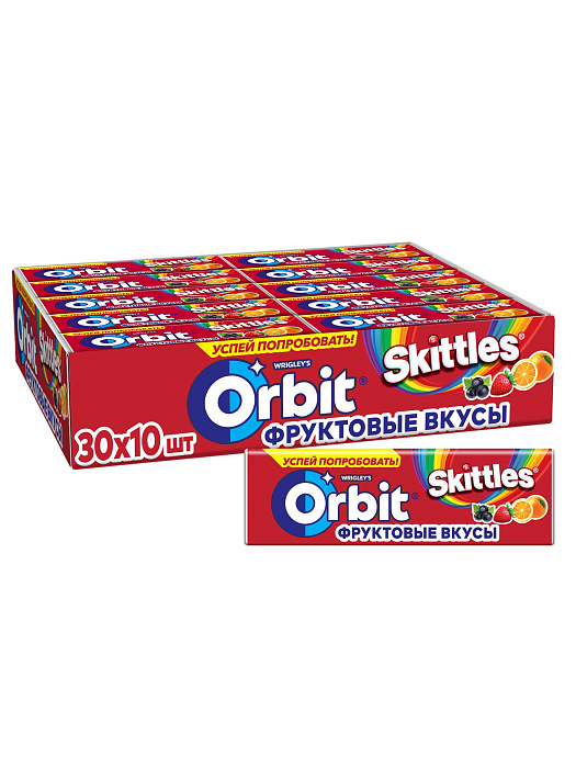 Жевательная резинка Orbit фруктовый микс со вкусом Skittles без сахара (30 х 13.6 г.) купить в интернет-магазине icover