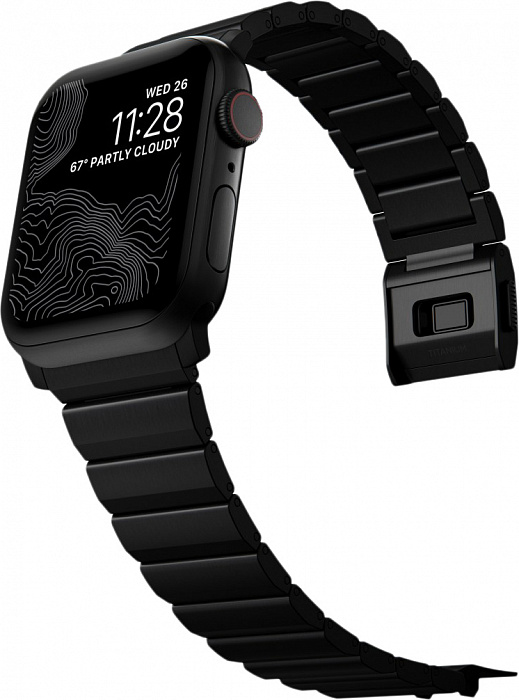 Ремешок Nomad Titanium Band v2 для Apple Watch Series SE/6/2/3/4 42/44 mm (Black) купить в интернет-магазине icover