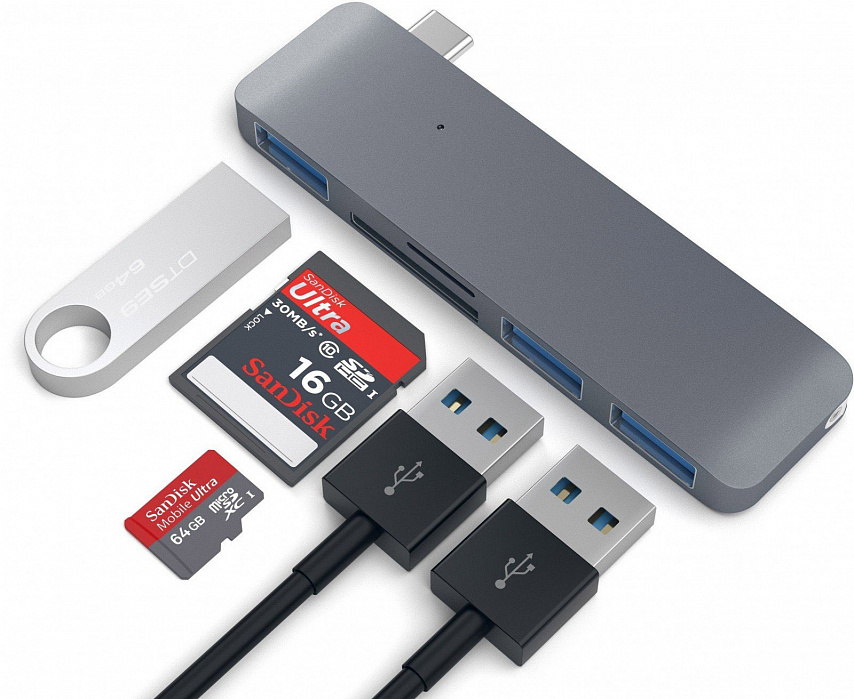 USB-концентратор Satechi Aluminum Combo (ST-TCUHM) USB Type C (Space Gray) купить в интернет-магазине icover