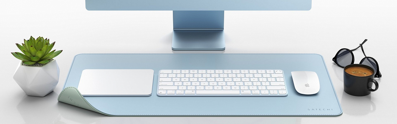Коврик для мыши Satechi Dual Side Eco-Leather Deskmate ST-LDMBL (Blue/Green) купить в интернет-магазине icover