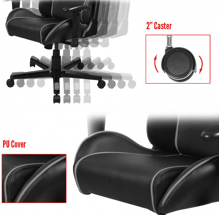 DXRacer OH/FE08/NG - компьютерное кресло (Black/Grey) купить в интернет-магазине icover