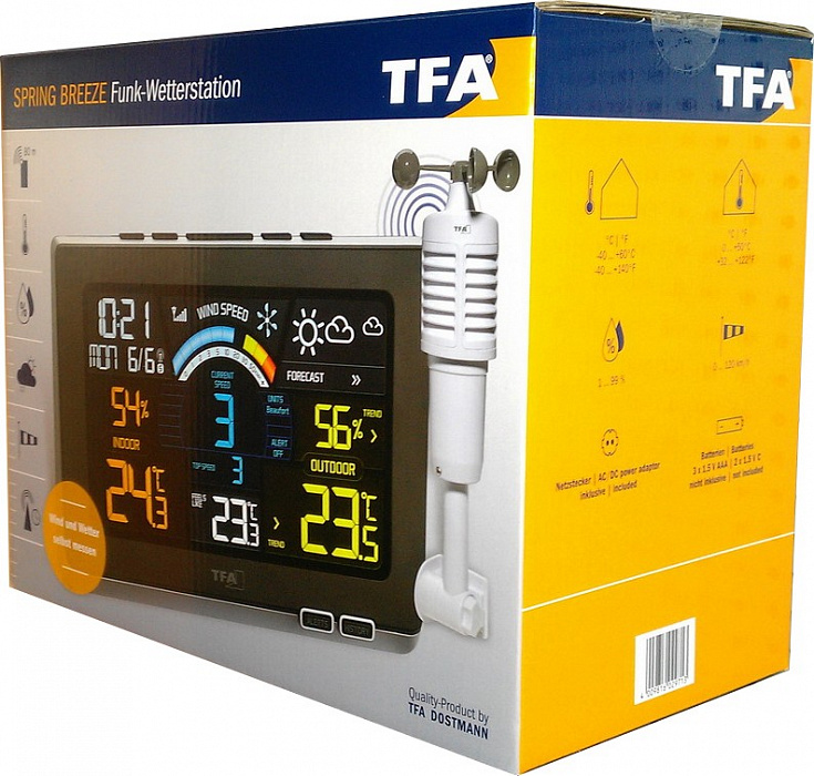 Метеостанция TFA Spring Breeze 35.1140.01 (Black) купить в интернет-магазине icover