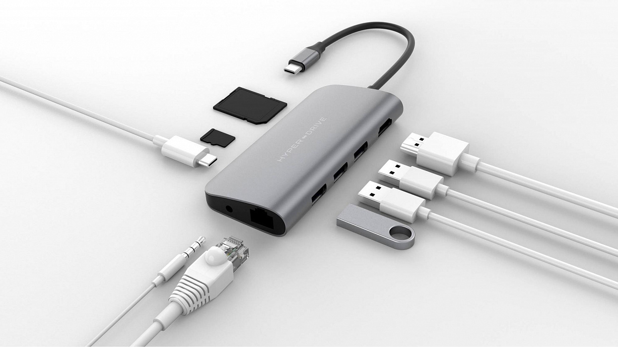 USB-концентратор HyperDrive Power 9-in-1 USB-C HD30F (Grey) купить в интернет-магазине icover