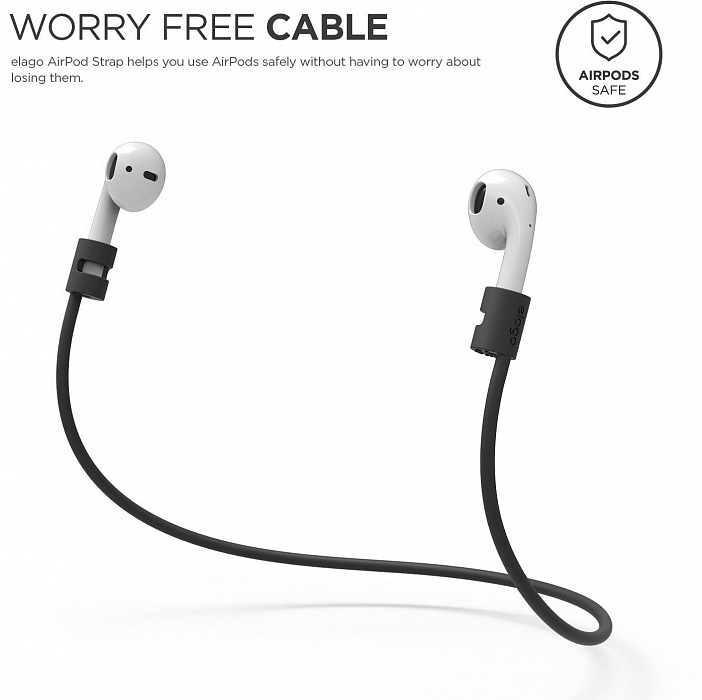 Держатель Elago Strap (ESTR-AP-BK) для AirPods (Black) купить в интернет-магазине icover