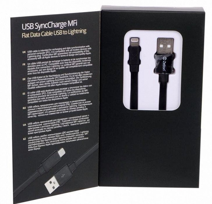 Zetton Soft Touch (ZTUSBMFI2A8) - кабель Apple 8-pin MFi (Black) купить в интернет-магазине icover