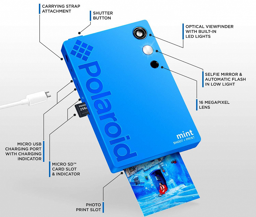 Моментальная фотокамера Polaroid Mint POLSP02BL (Blue) купить в интернет-магазине icover