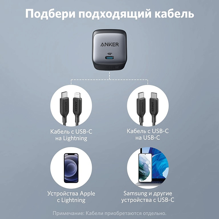 Сетевое зарядное устройство Anker PowerPort Nano II GaN 65W A2663 (Black) купить в интернет-магазине icover