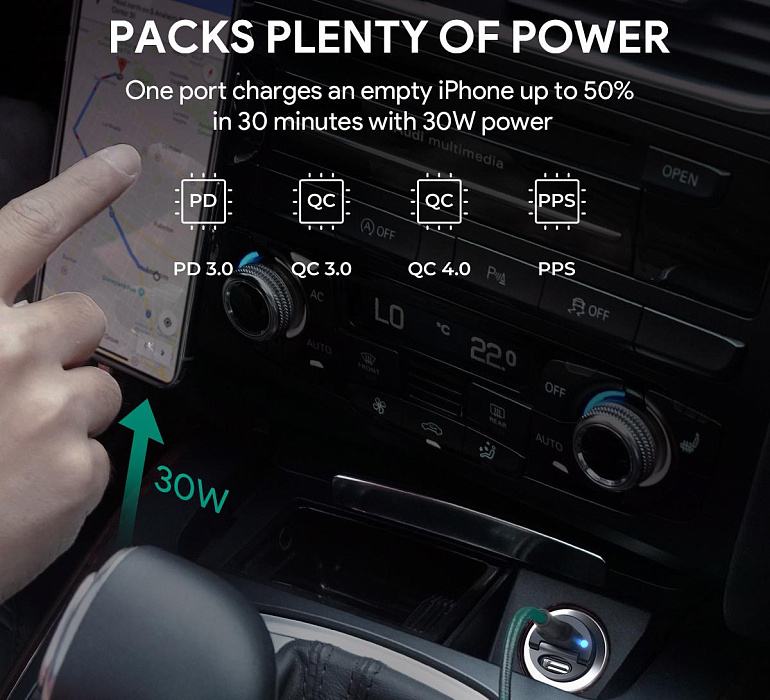 Автомобильное зарядное устройство Aukey CC-A4 (Black) купить в интернет-магазине icover