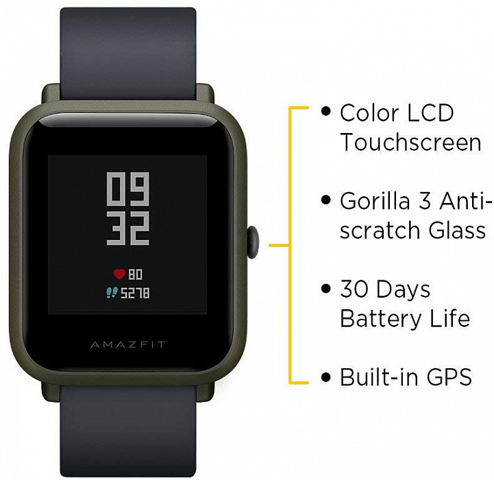 Умные часы Xiaomi Amazfit Bip UYG4023RT (Kokoda Green) купить в интернет-магазине icover