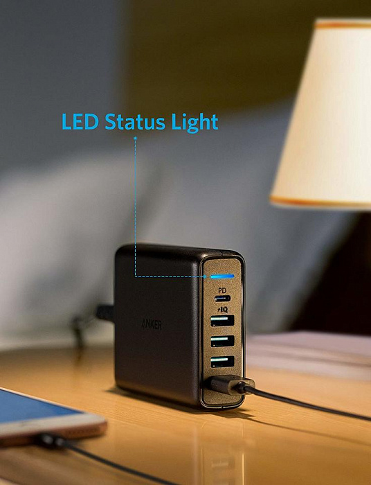 Сетевое зарядное устройство Anker PowerPort I PD A2056311 with 1 PD and 4 PIQ (Black) купить в интернет-магазине icover
