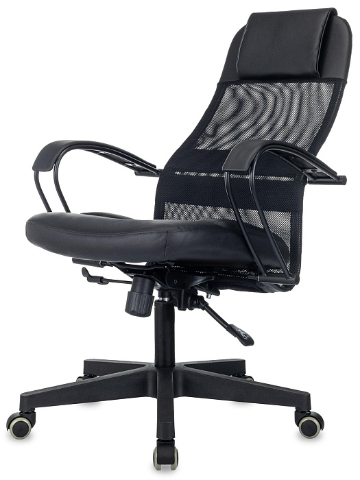 Кресло руководителя Бюрократ CH-NOVA LUX сетка/ткань/экокожа/пластик (Black) купить в интернет-магазине icover