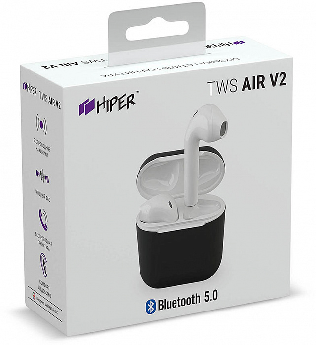 Bluetooth-наушники с микрофоном HIPER TWS Air V2 (White) купить в интернет-магазине icover