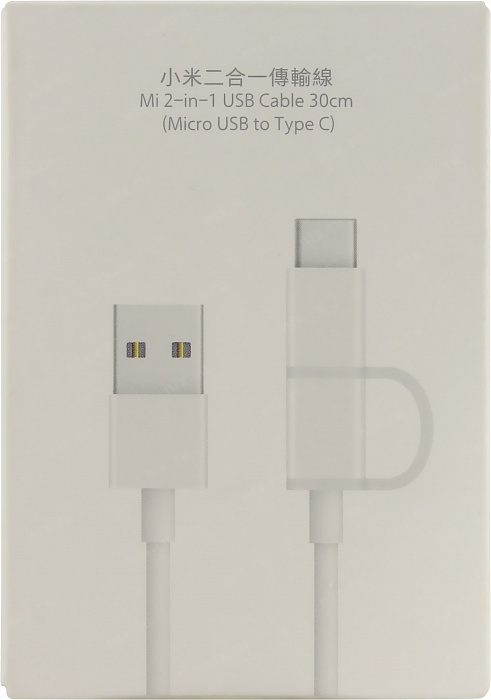 Кабель Xiaomi Mi 2-in-1 (SJV4083TY) USB-A to microUSB/Type C 0.3m (White) купить в интернет-магазине icover