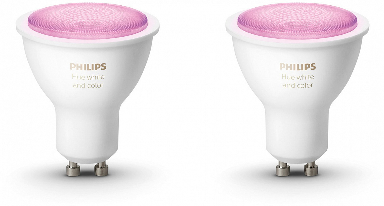 Умные светодиодные лампы Philips Hue White and Color Ambiance Bluetooth GU10 2 шт (8718699629250) купить в интернет-магазине icover