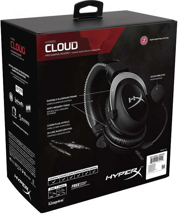 Игровые наушники Kingston HyperX Cloud Pro (Black/Silver) купить в интернет-магазине icover