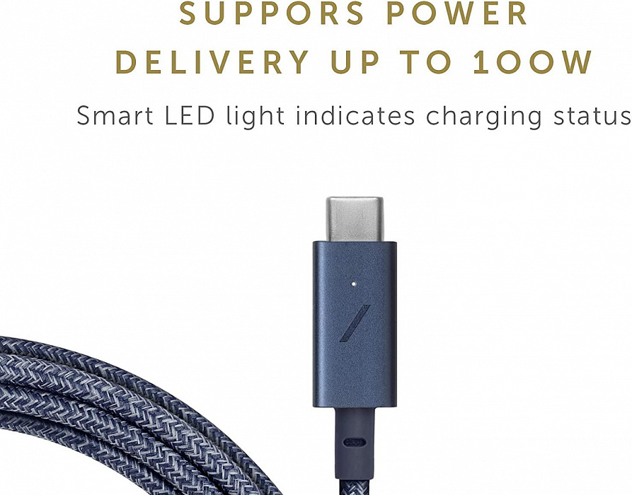 Кабель Native Union Belt (BELT-C-IND-PRO-NP) USB-C to USB-C 2.4m (Indigo) купить в интернет-магазине icover