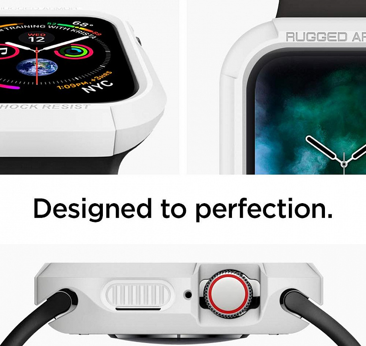Чехол Spigen Rugged Armor (061CS24482) для Apple Watch series 4/5/6/SE/7 40/41 mm (White) купить в интернет-магазине icover