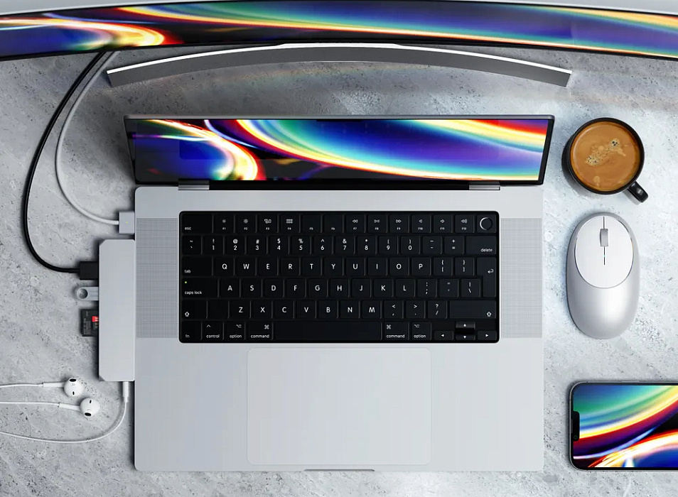 Хаб Satechi USB-C Pro Hub Max ST-UCPHMXS для MacBook Pro 2021 (Silver) купить в интернет-магазине icover