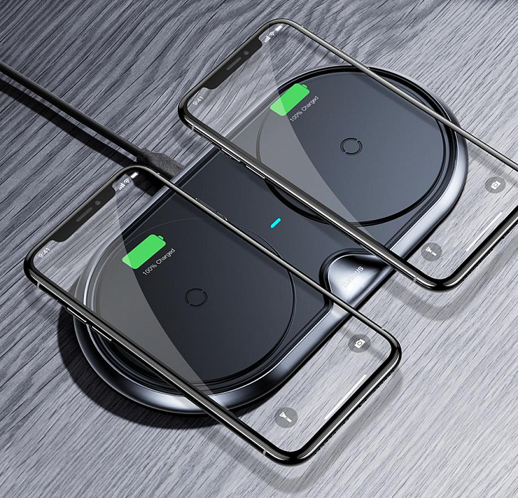 Беспроводное зарядное устройство Baseus Dual Wireless Charger (WXXHJ-A01) на два устройства (Black) купить в интернет-магазине icover
