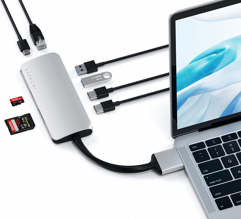 Адаптер Satechi Type-C Dual Multimedia Adapter ST-TCDMMAS (Silver) купить в интернет-магазине icover
