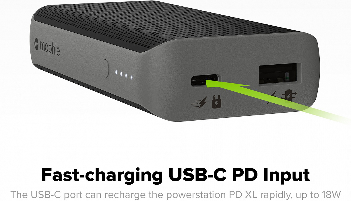 Внешний аккумулятор Mophie Powerstation PD XL (401101508) USB-C 10500 mAh (Black) купить в интернет-магазине icover