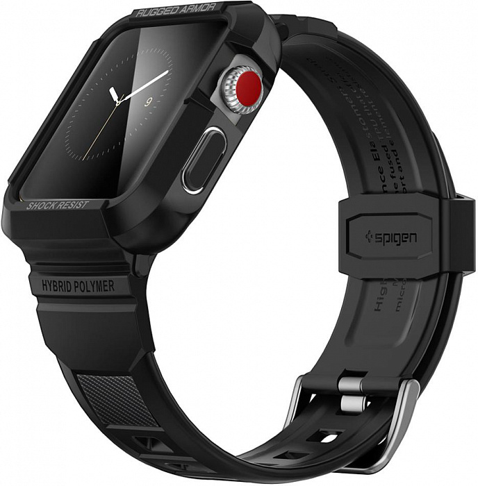 Чехол с ремешком Spigen Rugged Armor Pro для Apple Watch series 7/SE/6/5/4 45mm/44mm (Black) купить в интернет-магазине icover