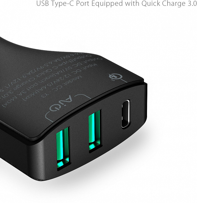 Автомобильное зарядное устройство Aukey CC-Y3 (Black) купить в интернет-магазине icover