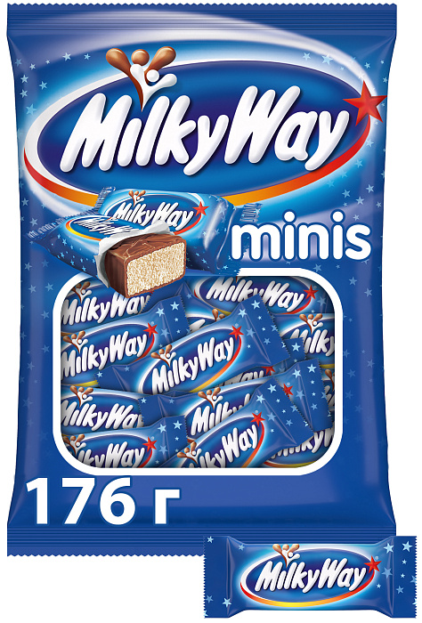 Ассорти MinisMix шоколадные конфеты Snickers (180г), Mars (182г), Twix (184г), Milky Way (176г) купить в интернет-магазине icover