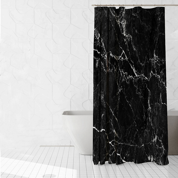Штора для ванной комнаты Ridberg Marble 180 x 200 см (Black) купить в интернет-магазине icover