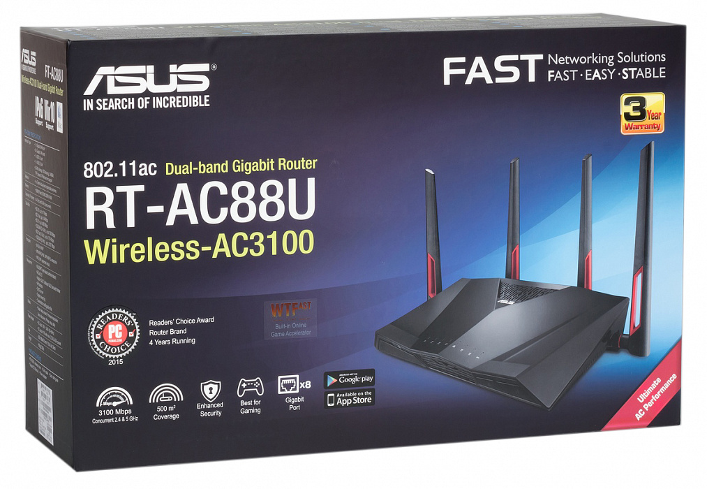 Беспроводной маршрутизатор ASUS RT-AC88U (Black) купить в интернет-магазине icover