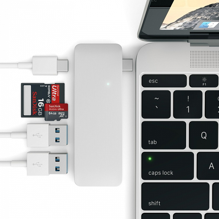 USB-хаб Satechi Combo Hub 3 in 1 USB Type-C ST-TCUPS (Silver) купить в интернет-магазине icover