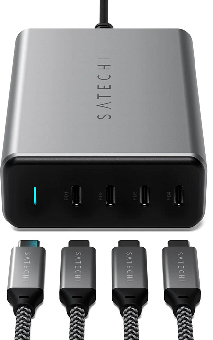 Сетевое зарядное устройство Satechi Compact 4-Port GaN Charger (ST-UC165GM-EU) 165W Type-C PD (Space Grey) купить в интернет-магазине icover