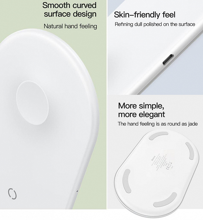 Беспроводное зарядное устройство Baseus Smart 2in1 WX2IN1P20-02 (White) купить в интернет-магазине icover