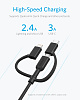 Кабель Anker powerline II (A8436011) USB-A to USB-Type C/Lightning/MicroUSB (Black) купить в интернет-магазине icover