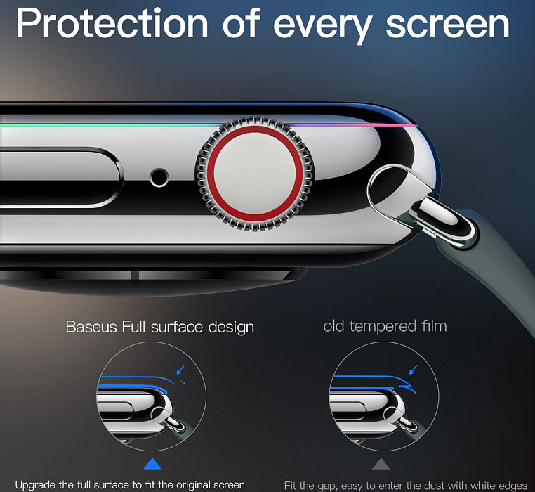 Защитное стекло Baseus Full-screen Curved Tempered Film (SGAPWA4-A01) для Apple Watch series 4 40mm (Black) купить в интернет-магазине icover
