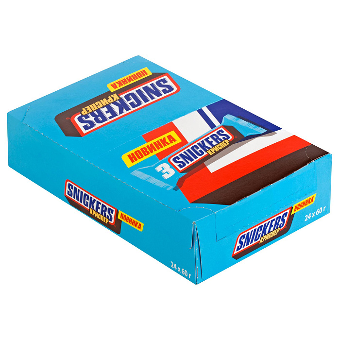 Шоколадный батончик Snickers Криспер, 60 г х 24 шт. купить в интернет-магазине icover