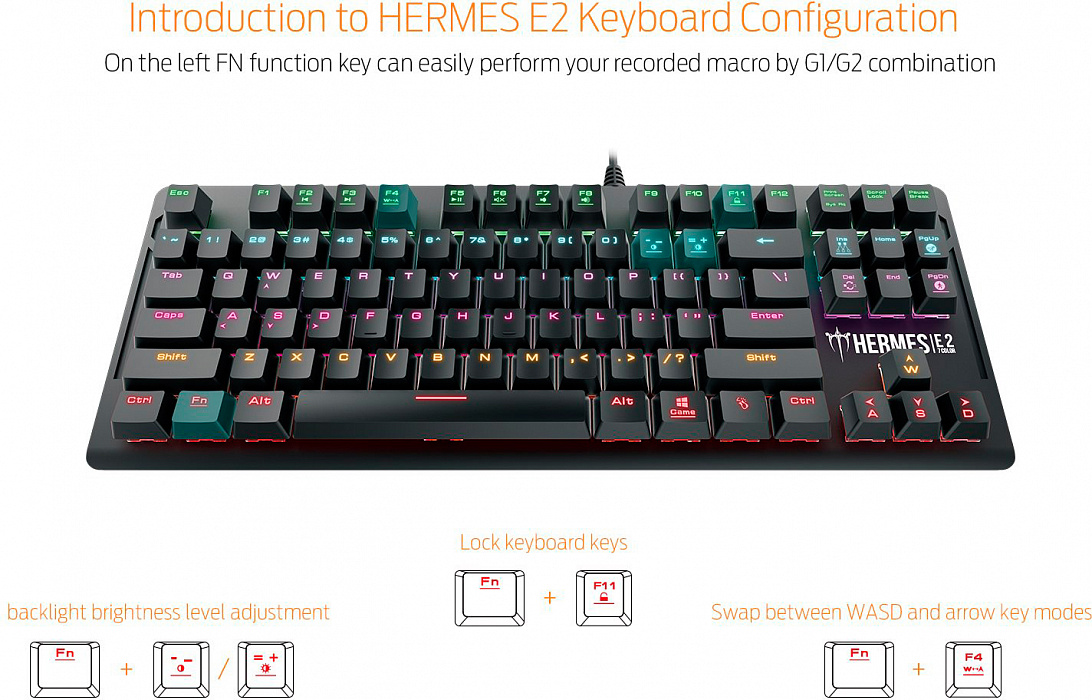 Игровая клавиатура Gamdias Hermes E2 Black Switch (Black) купить в интернет-магазине icover