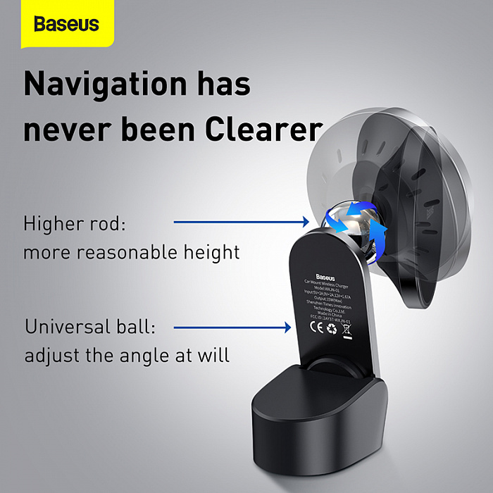 Автомобильный держатель Baseus Big Energy Car Mount Wireless Charger (WXJN-01) для iPhone 12 (Black) купить в интернет-магазине icover