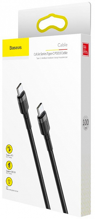 Кабель Baseus Cafule (CATKLF-GG1) USB Type C 1m (Black) купить в интернет-магазине icover