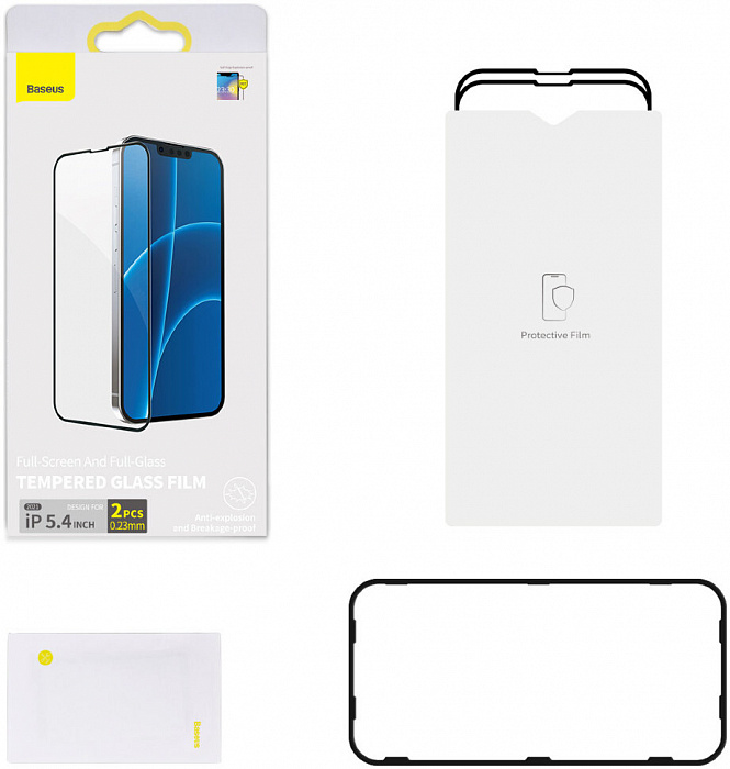 Защитное стекло Baseus Curved Crack-resistant edges 0.23 (SGQP020001) для iPhone 13 mini (Black) купить в интернет-магазине icover