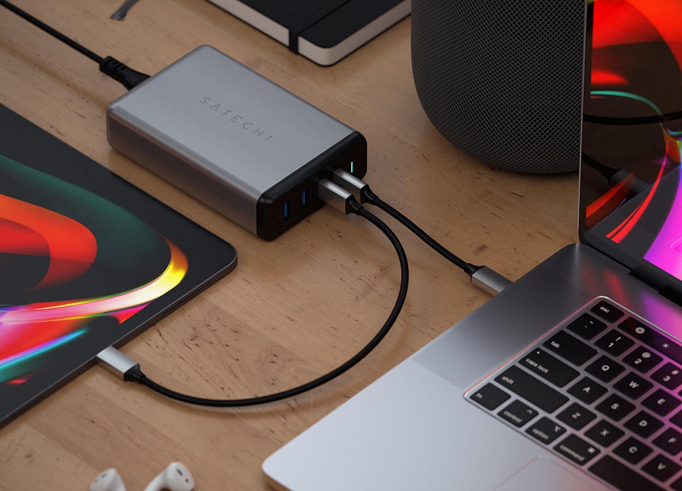 Сетевое зарядное устройство Satechi 108W Pro ST-TC108WM (Space Grey) купить в интернет-магазине icover