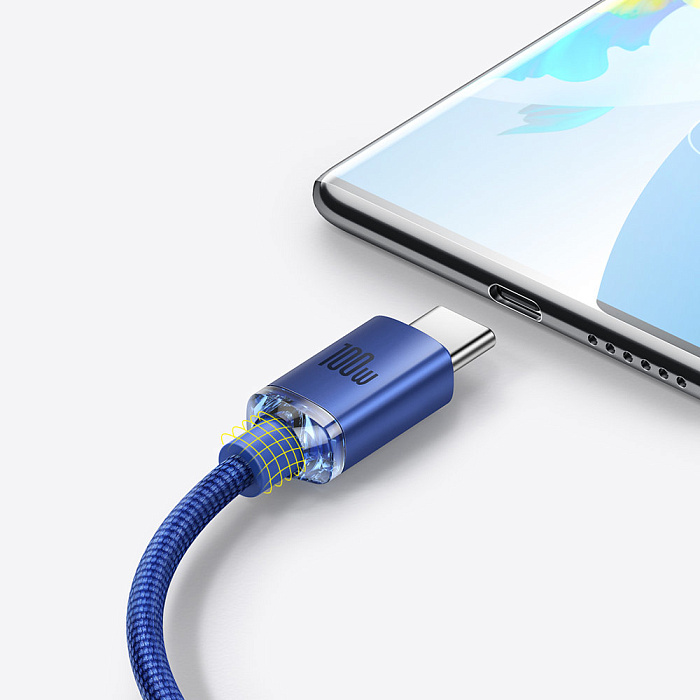 Кабель Baseus Crystal Shine (CAJY000503) USB-A/Type-C 100W 2m (Blue) купить в интернет-магазине icover
